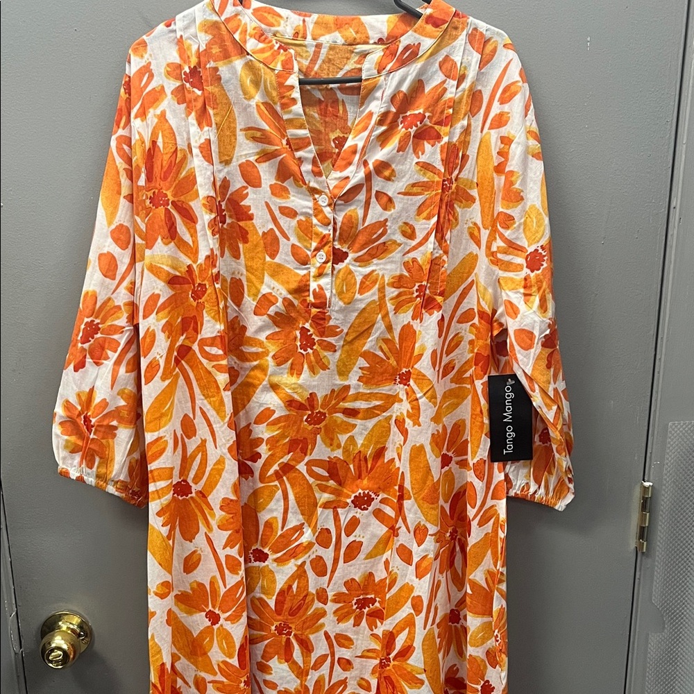 Breezy Orange Floral Dress/Cover-up